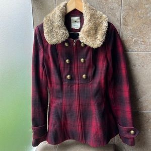 Anthropologie Elevenses Wanigan Coat
Jacket — Removable Faux Fur Collar — Peplum